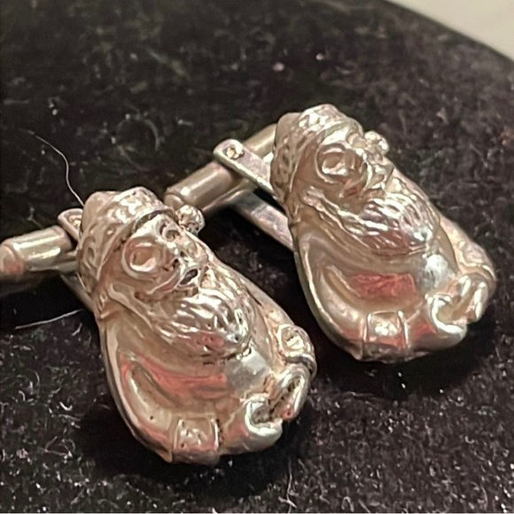 ANTIQUE & RARE 14k signed Walter E. Hayward solid sterling silver cuff links - Picture 3 of 12